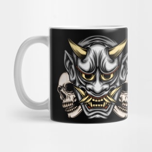 Hannya mask with skull head Mug